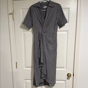Calvin Klein Charcoal Gray Knot-Front Midi Dress